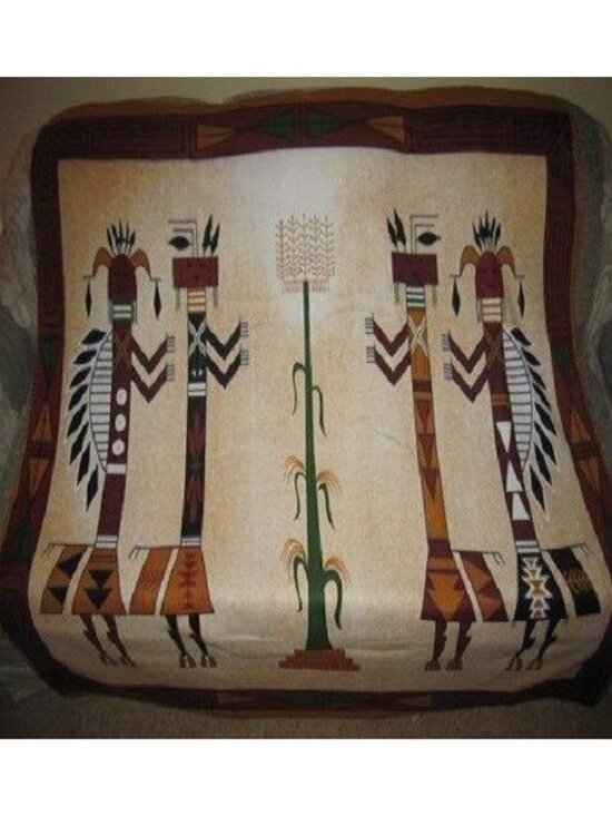 Unbranded Other - New Native Heritage Kachina Harvest Soft Gift Fleece Blanket 4 Characters Warm